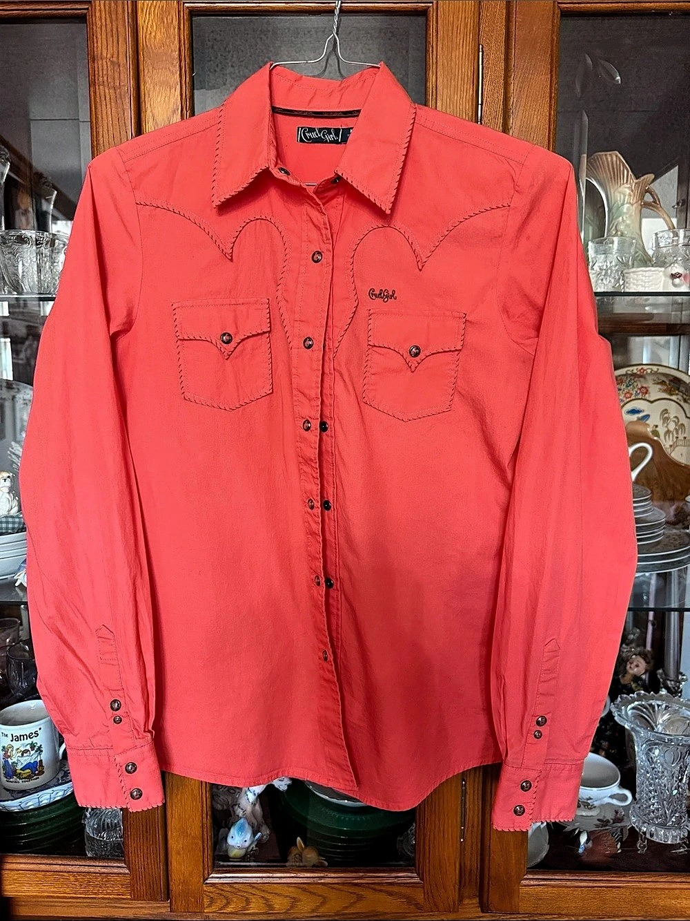 Rock & Roll Cowgirl Western Button Down Peach Size Ladies Medium